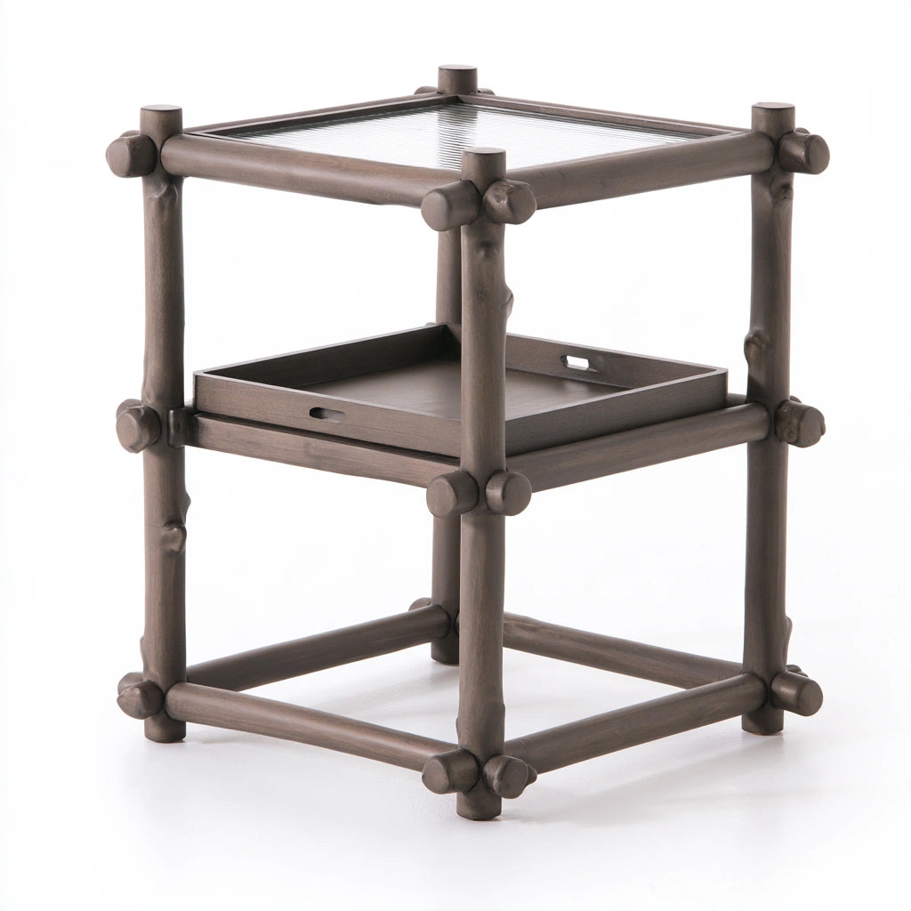 Bijzettafel van hout, kleur warmbruin