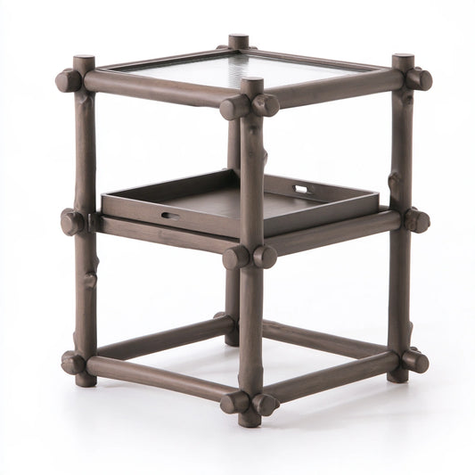 Bijzettafel van hout, kleur warmbruin