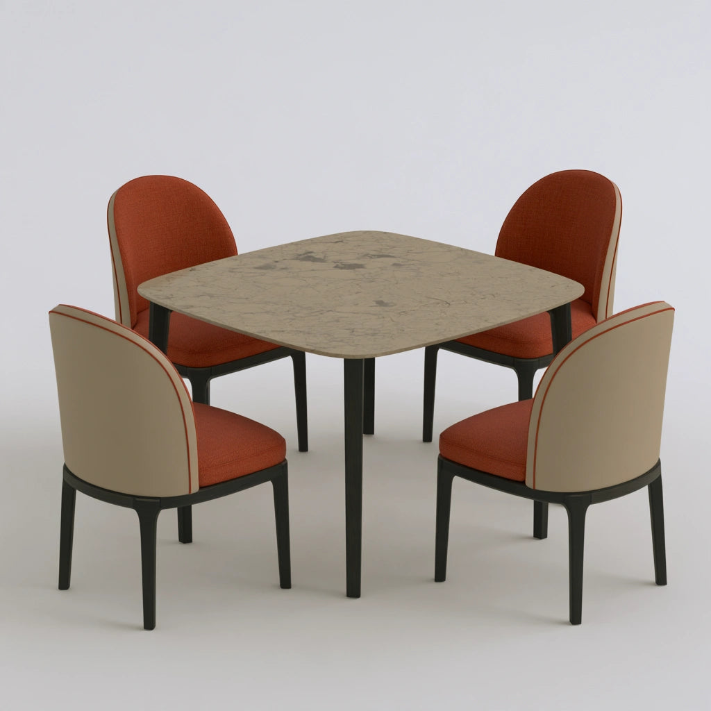 Eetkamerset met tafel en stoelen, kleur grijs