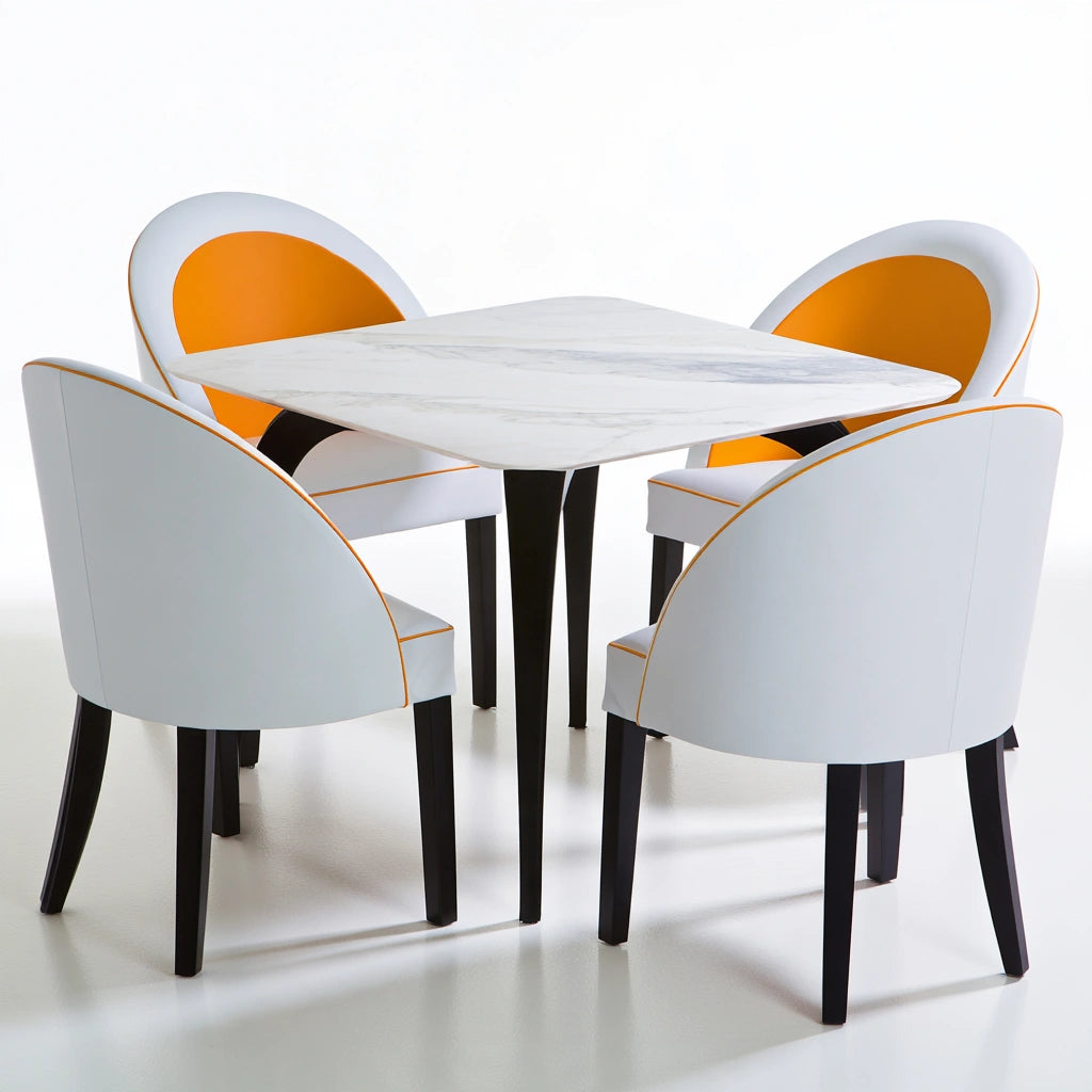 Eetkamerset met tafel en stoelen, kleur grijs